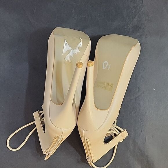 BRAND NEW GLAZE CHIC LACE UP CAGED ALMOND TOE STILETTOS BOOTIES - Picture 11 of 13